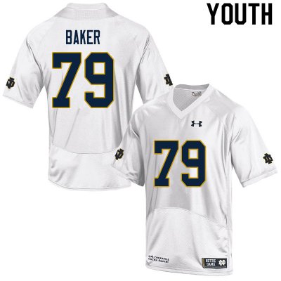 Notre Dame Fighting Irish Youth Tosh Baker #79 White Under Armour Authentic Stitched College NCAA Football Jersey OHA0099NF